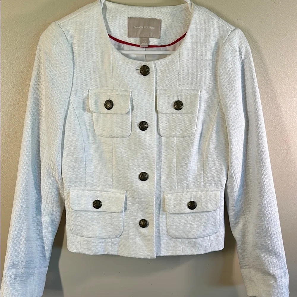 Banana Republic White Textured Blazer - Picture 2 of 10